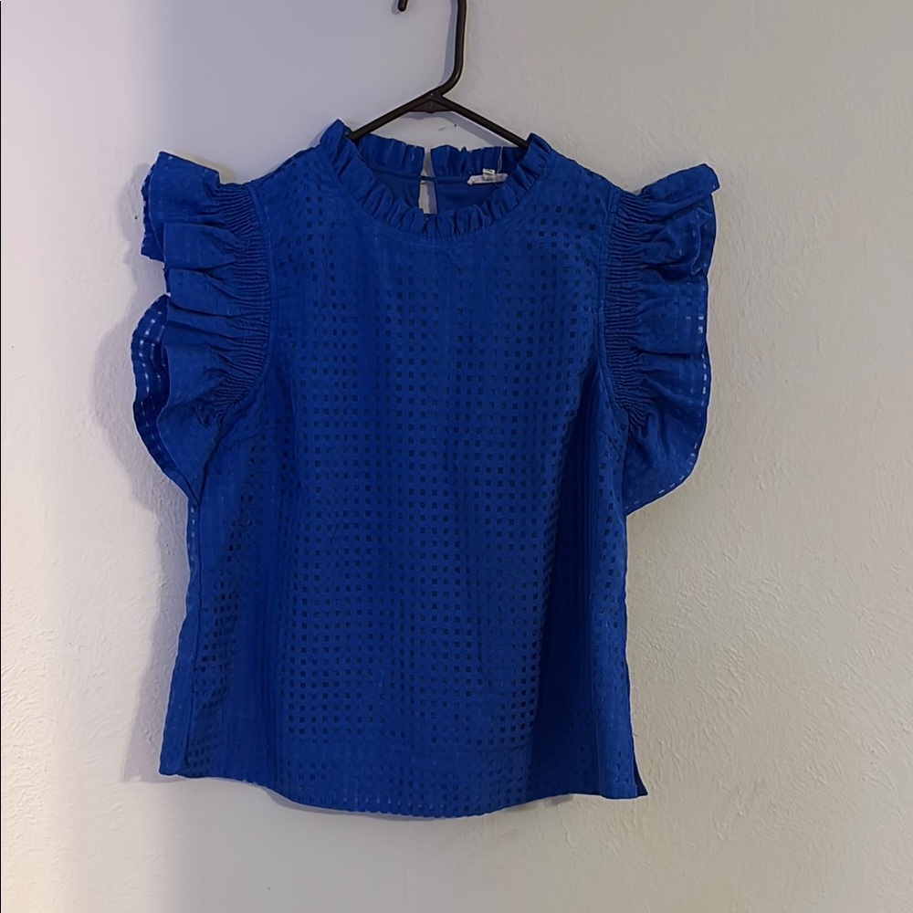 Blue Ruffled Women's Top